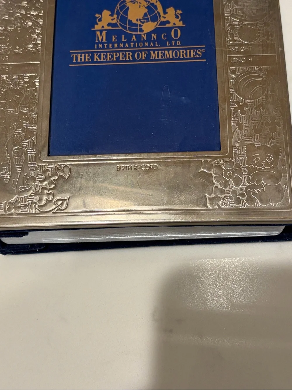 Vintage Melannco Blue and Silver 'The Keeper of Memories' Baby Photo Album 4x6